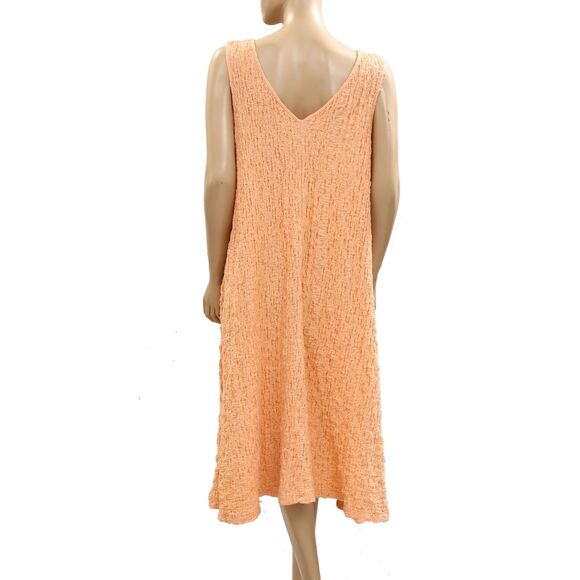 Free People Free Est Aida Maxi Dress A Line Crinkle Knit Sleeveless L New 284435 - Picture 7 of 9